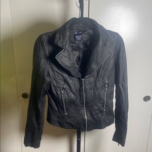Boston Proper Distressed Black Leather Jacket